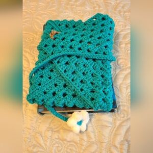 Handmade Teal Crocheted Book Sleeve - 6x9" Book Or Smaller